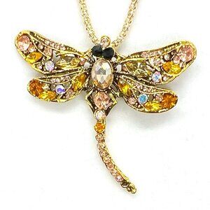 Champagne DRAGONFLY Pendant Necklace